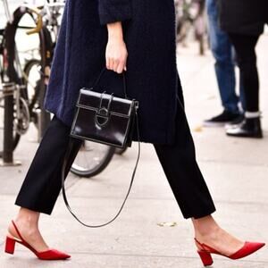 Tamara Mellon NWOB Liaison 55 Red Suede Pointed Toe Low Heel Slingback Pumps 37